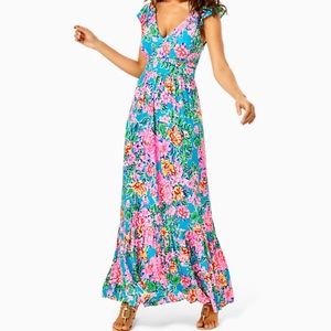Lilly Pulitzer Vyra Maxi Dress Multi Rose To The Occasion